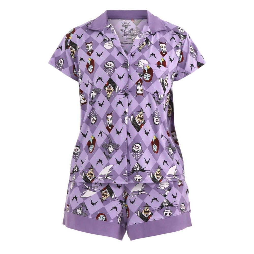 Disney Women's Nightmare Before Christmas 2X Printed Shorts Pajama 2-Piece Set - Picture 5 of 5